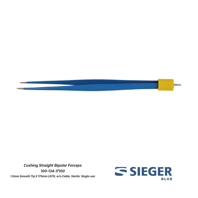 Sieger Blue® Cushing Straight Bipolar Forceps with Smooth Straight Tip
