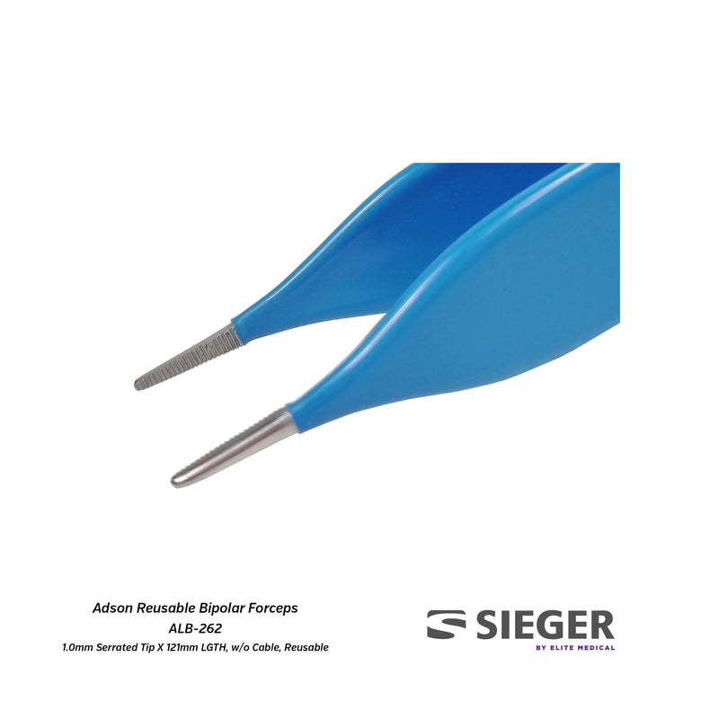Sieger® Adson Reusable Bipolar Forceps with Serrated Tip