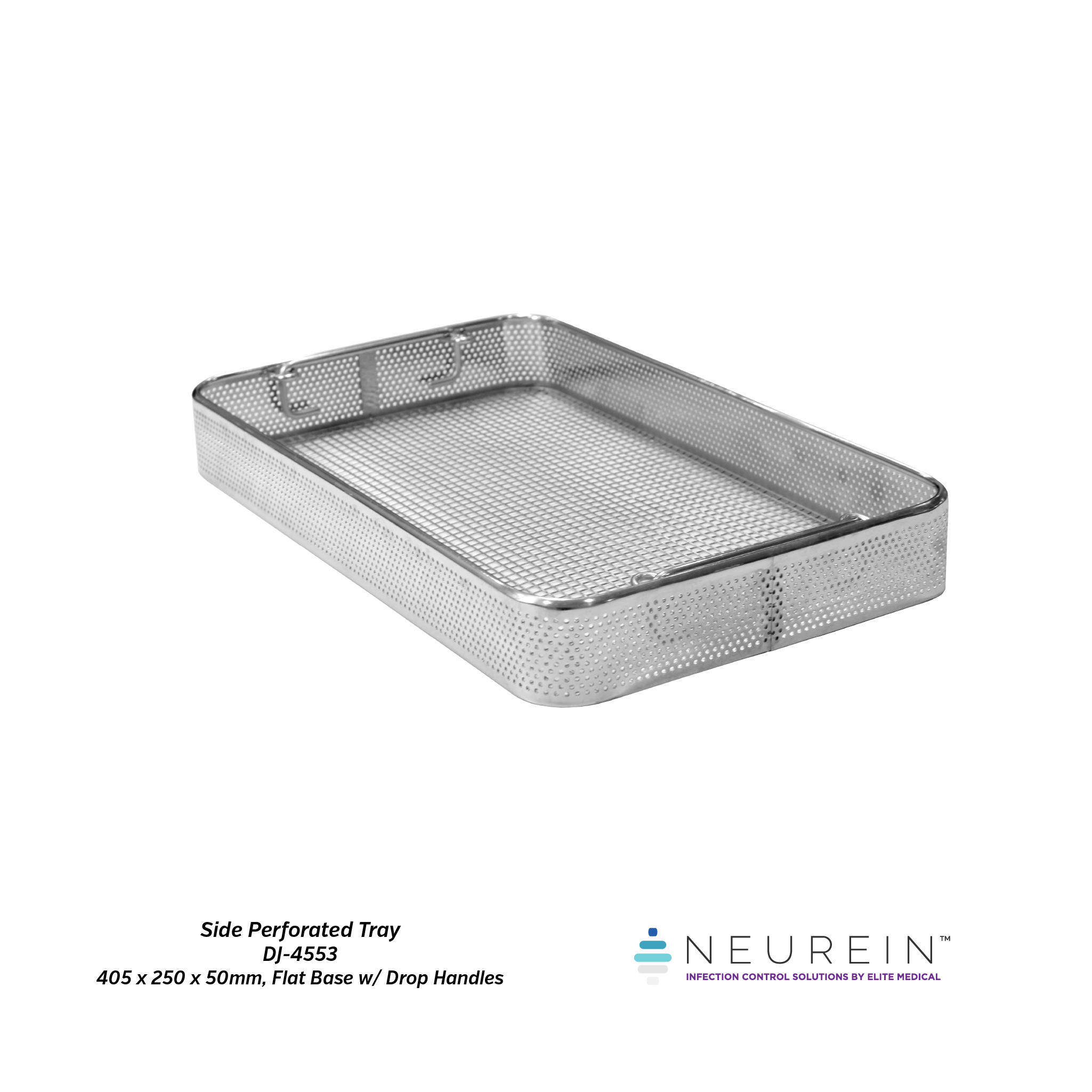 Neurein™ Side Perforated Tray (405 x 250mm, Flat Base, With Drop
