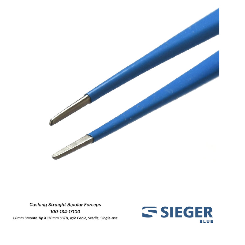 Sieger Blue® Cushing Straight Bipolar Forceps with Smooth Straight Tip