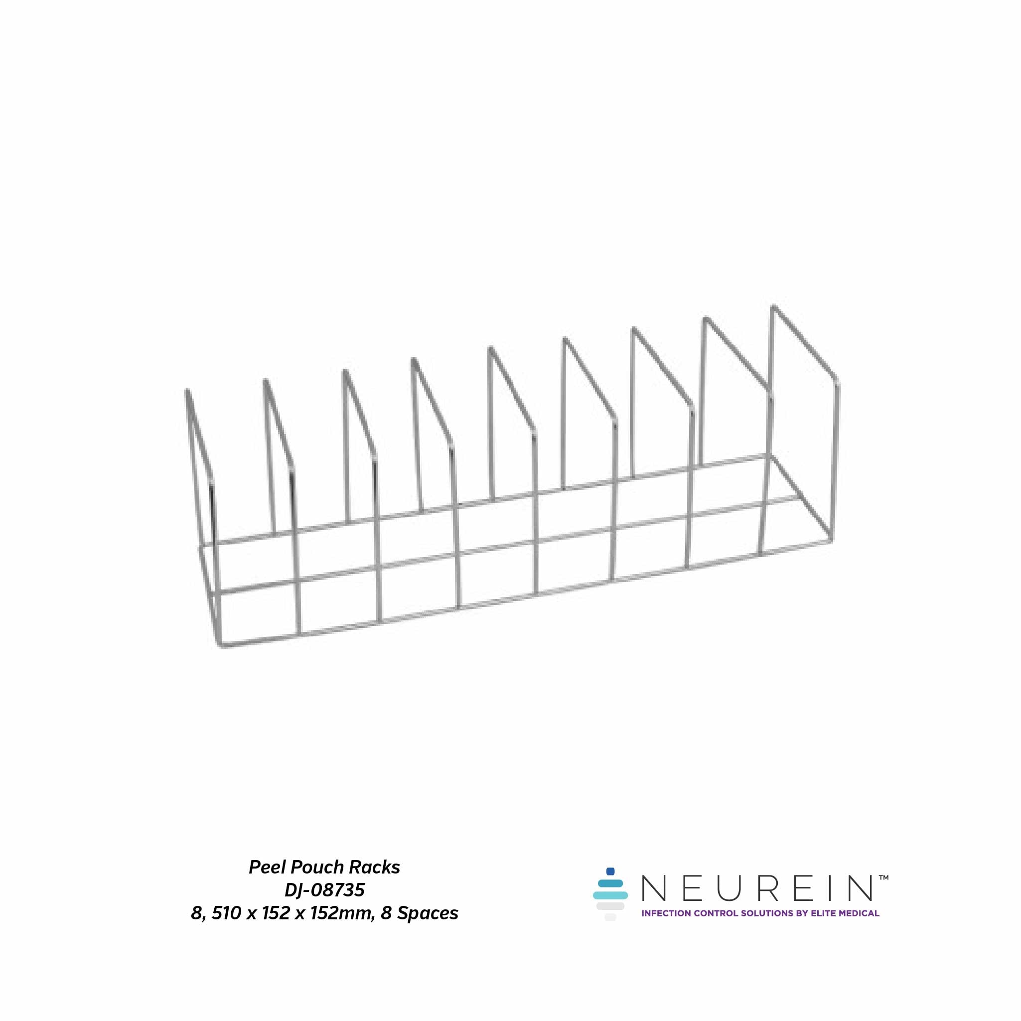 Neurein™ Peel Pouch Rack (8, 510 x 152 x 152mm, 8 Spaces) - Elite Medical