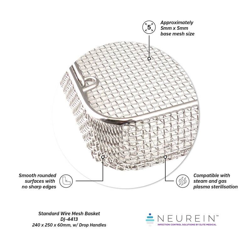 Neurein™ Surgical Standard Wire Mesh Basket for Instrument Sterilisation