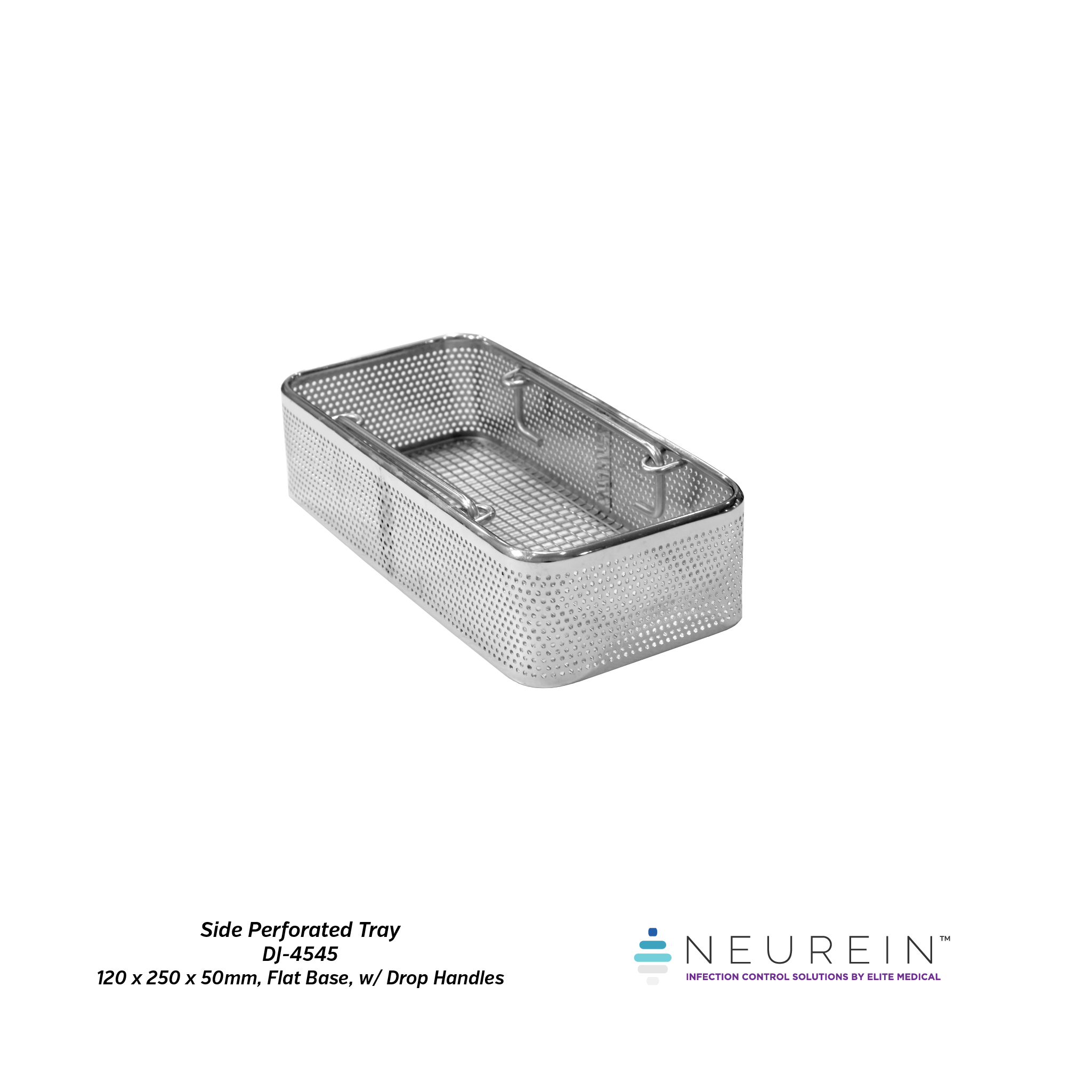 Neurein™ Side Perforated Tray (120 x 250mm, Flat Base, With Drop ...