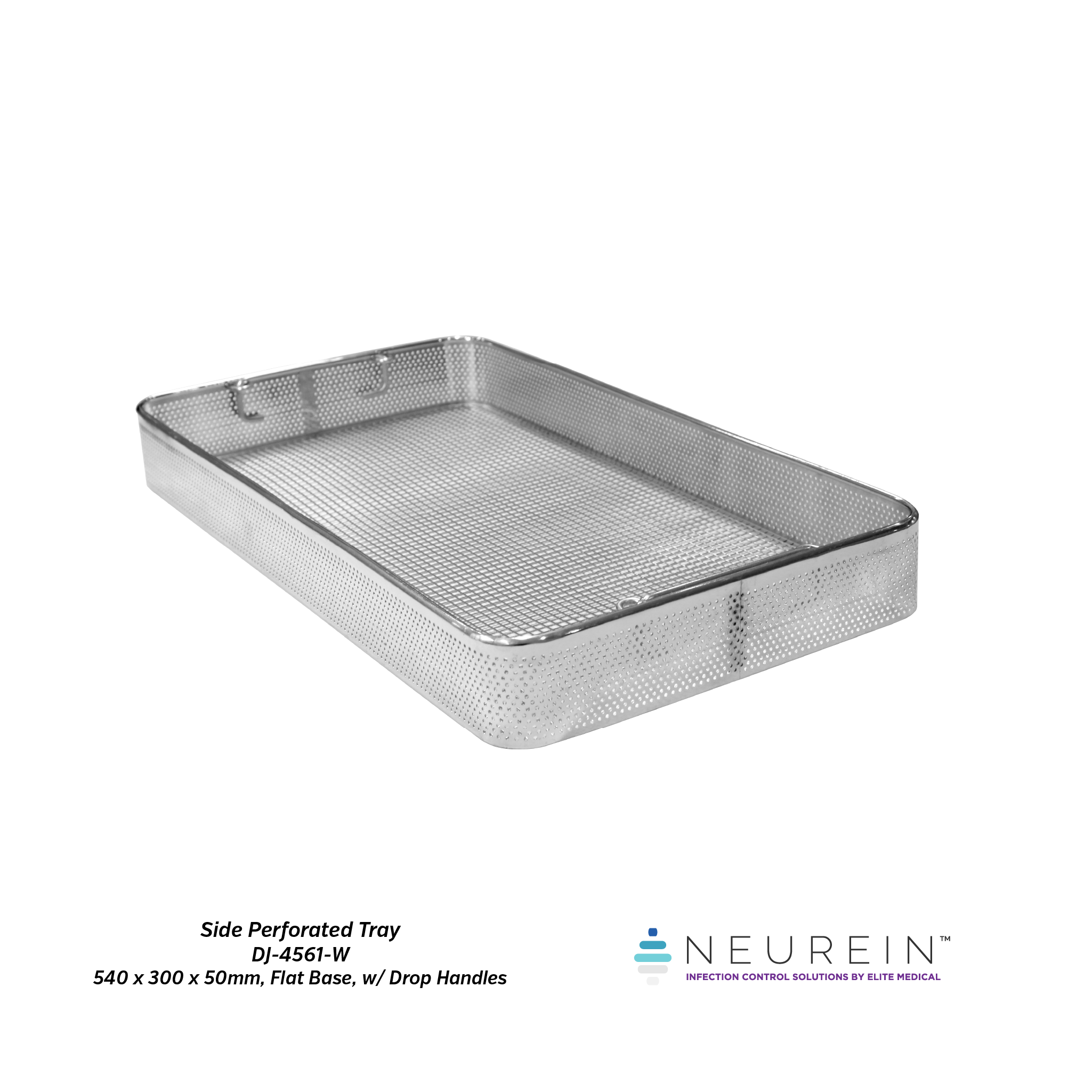 Neurein™ Side Perforated Tray (540 x 300mm, Flat Base, With Drop ...