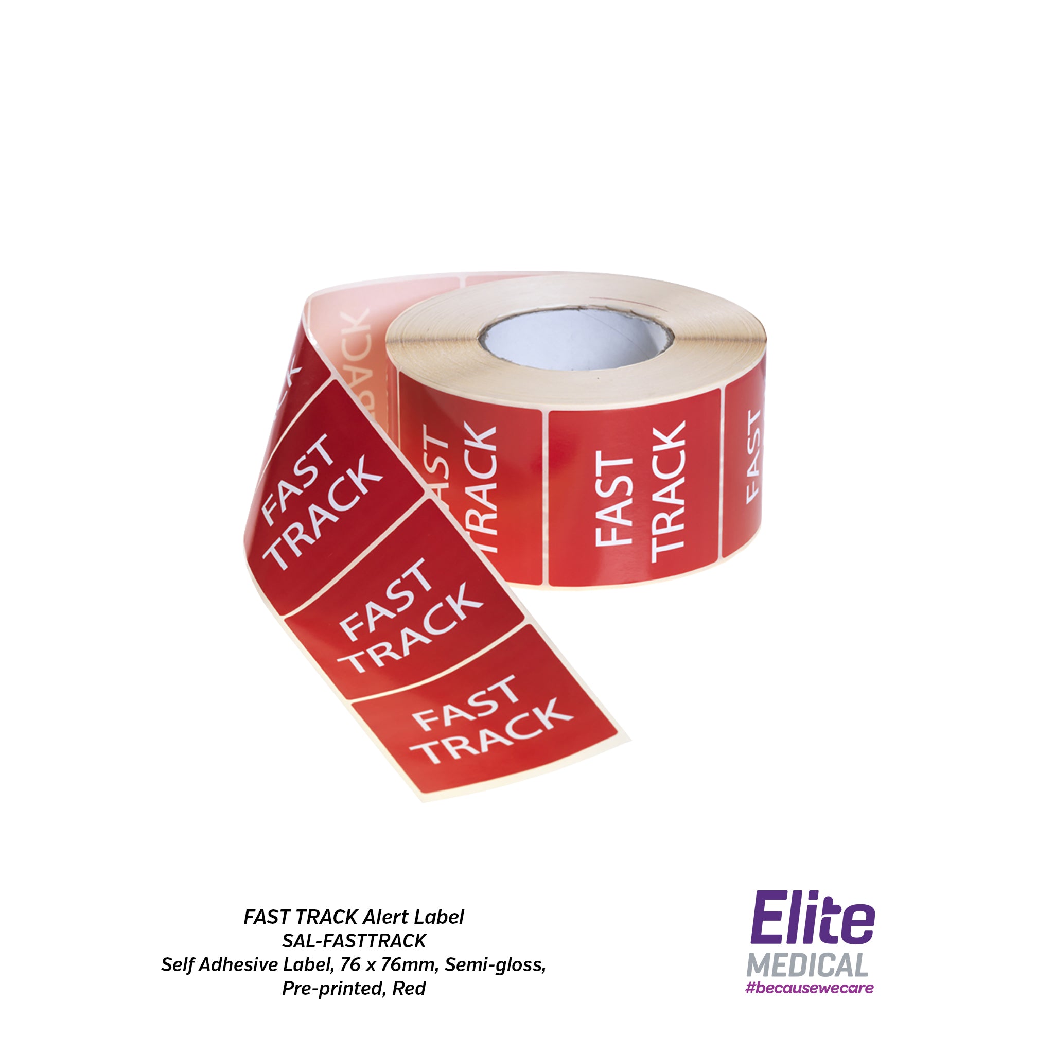 Fast Track Alert Label (Self Adhesive Label, 76 x 76mm) Elite Medical