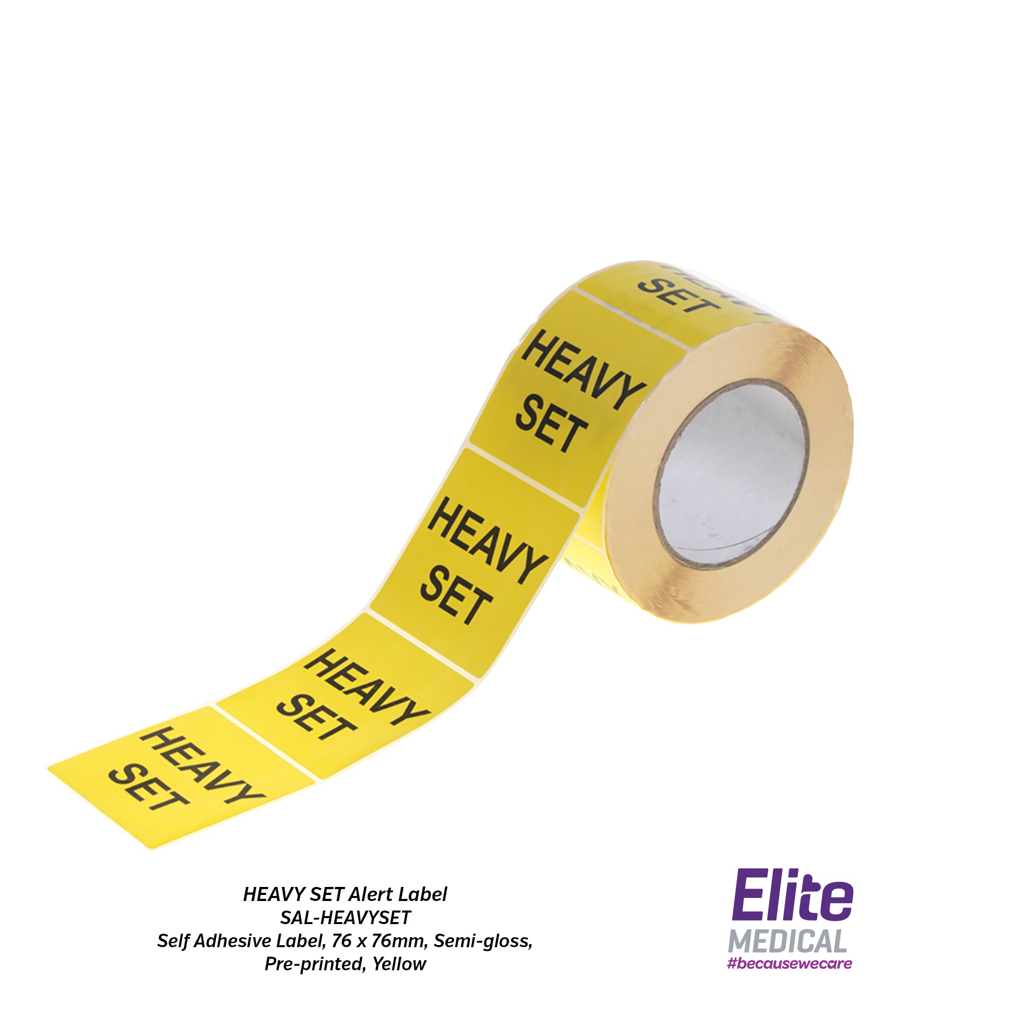Heavy Set Alert Label (Self Adhesive Label, 76 x 76mm) Elite Medical