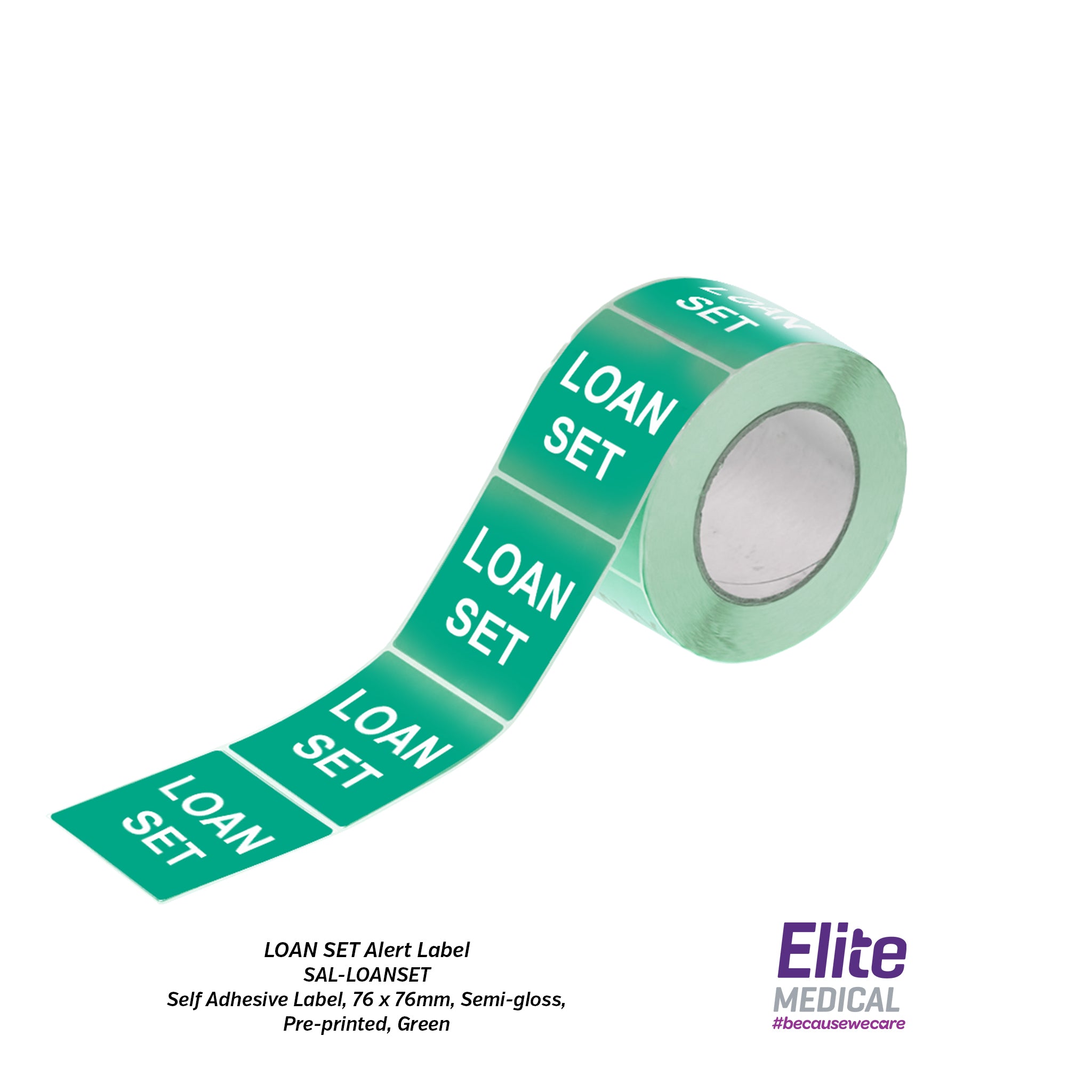 Loan Set Alert Label (Self Adhesive Label, 76 x 76mm) Elite Medical