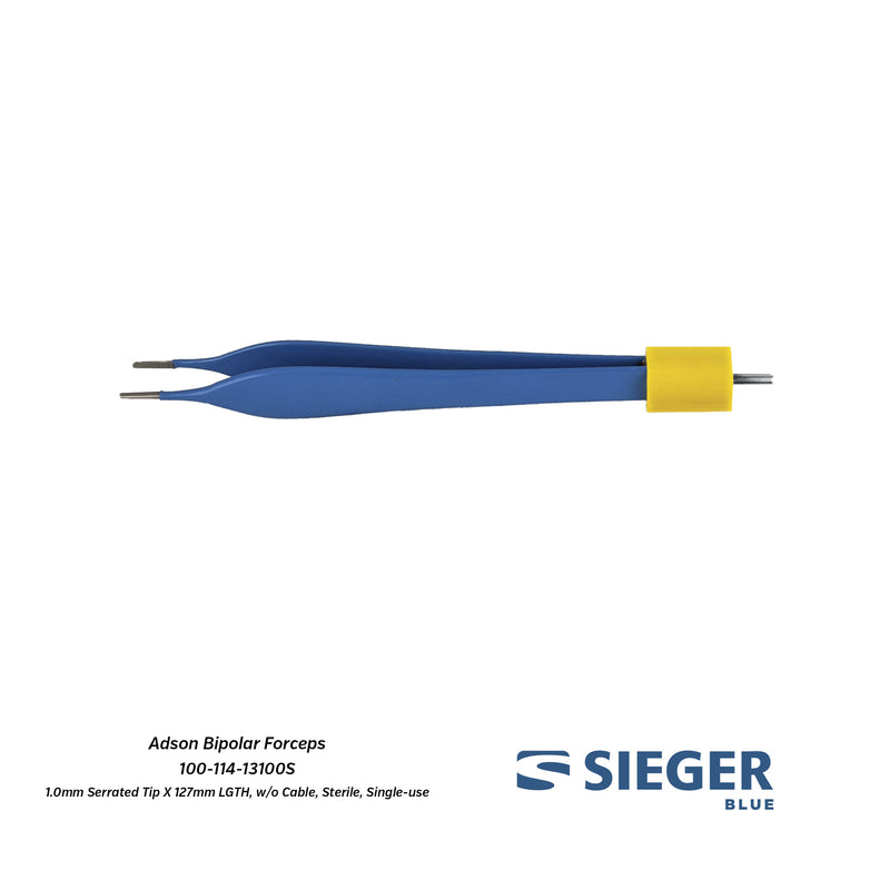 Sieger Blue® Adson Bipolar Forceps with Serrated Tip