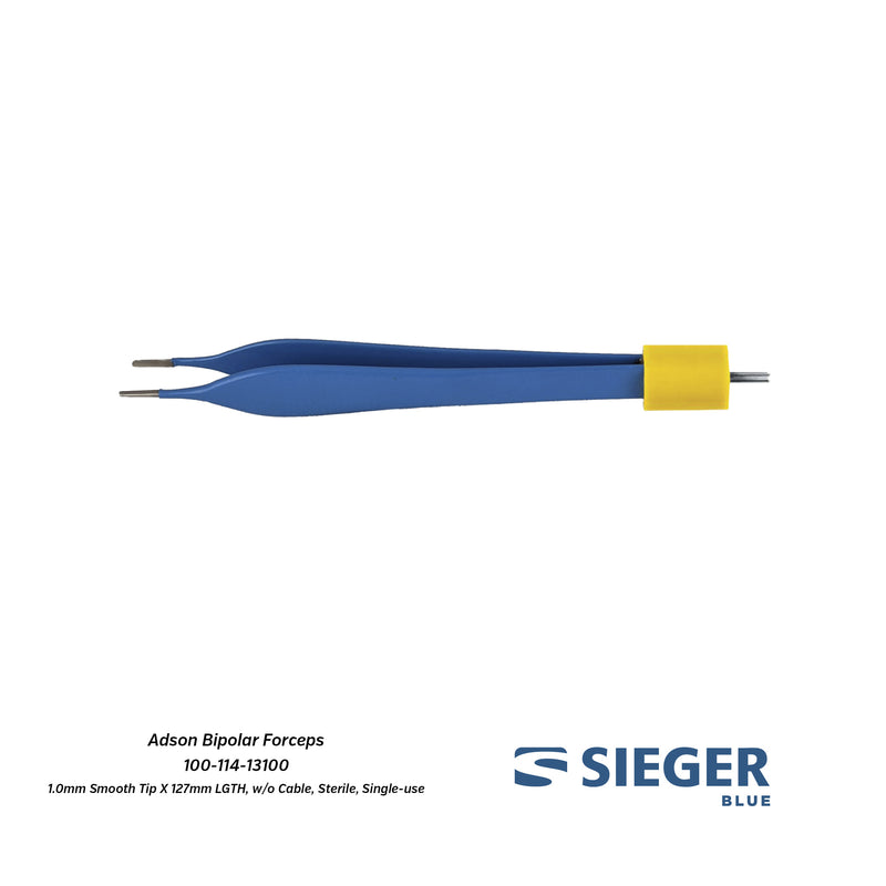 Sieger Blue® Adson Bipolar Forceps with Smooth Tip