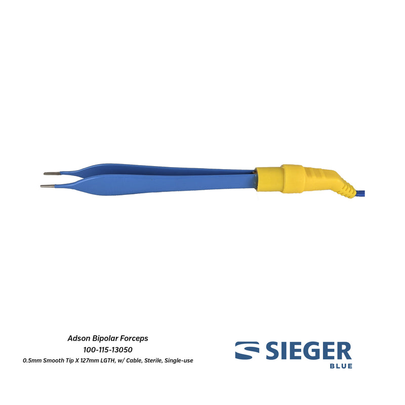 Sieger Blue® Adson Bipolar Forceps with Smooth Tip 