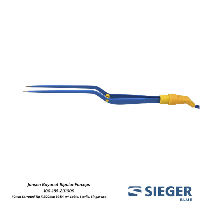Sieger Blue® Jansen Bayonet Bipolar Forceps with Serrated Tip