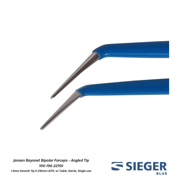 Sieger Blue® Jansen Bayonet Bipolar Forceps with Smooth Angled Tip