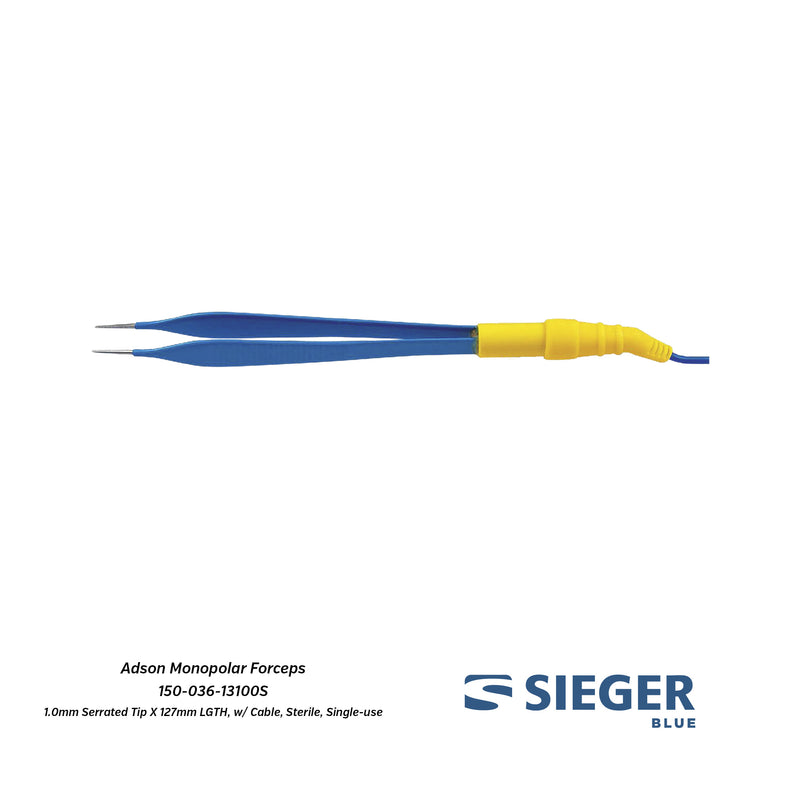 Sieger Blue® Adson Monopolar Forceps with Serrated Tip