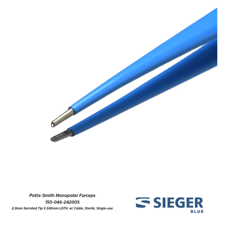 Sieger Blue® Potts-Smith Monopolar Forceps with Serrated Tip
