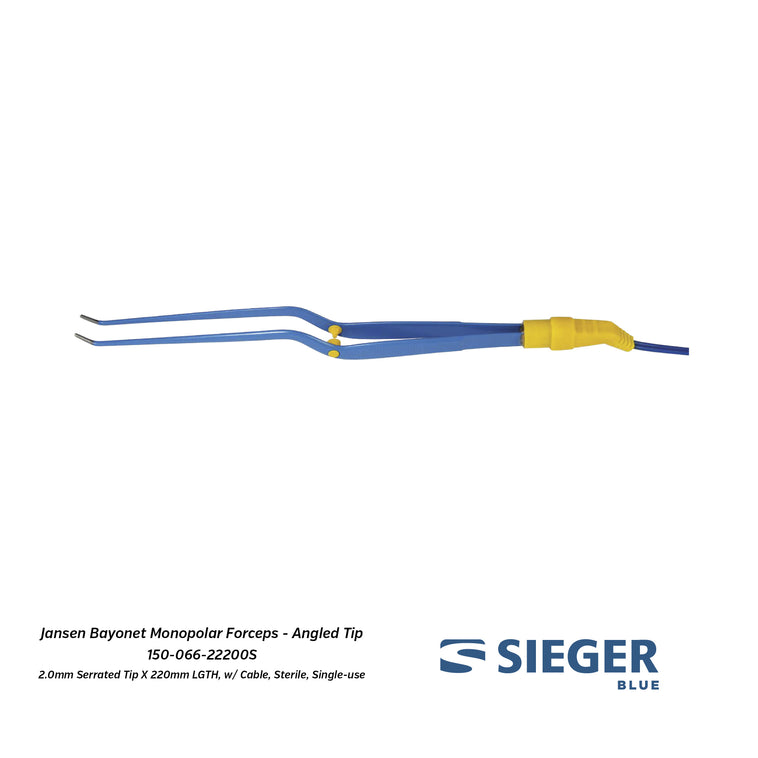 Sieger Blue® Jansen Bayonet Monopolar Forceps with Serrated Angled Tip