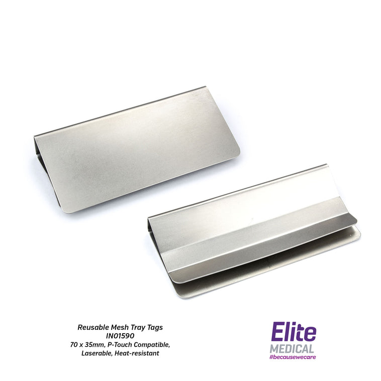 Key Surgical® Reusable P-Touch Compatible Mesh Tray Tags for Medical Trays and Instruments